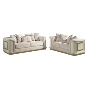 Pemberly Row 2 Piece Living Room Set with Sofa and Loveseat in Cream