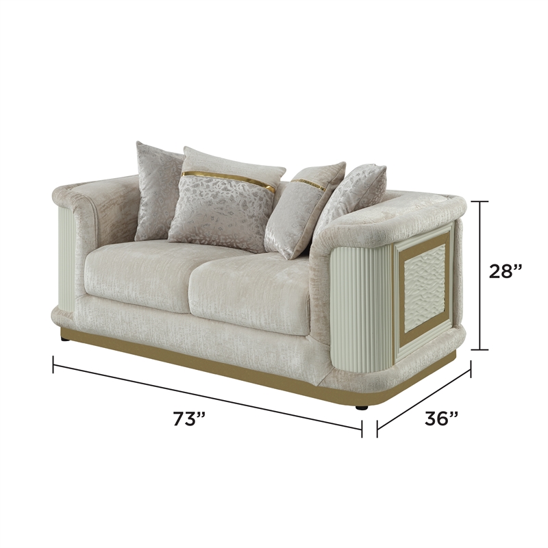 Pemberly Row 3 Piece Living Room Set with Sofa Loveseat and Chair in Cream