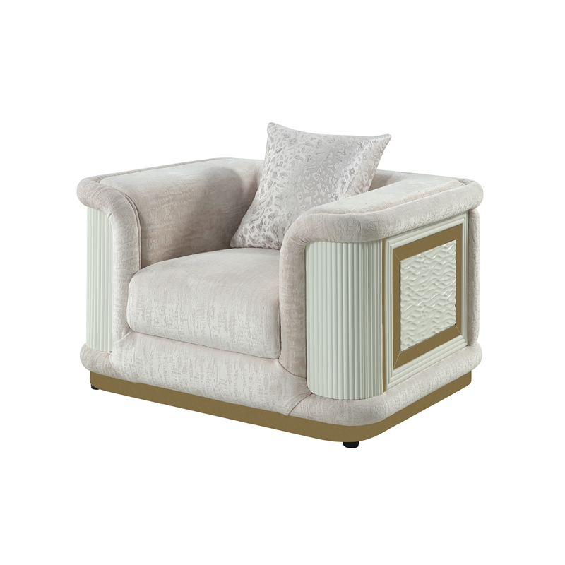 Pemberly Row 3 Piece Living Room Set with Sofa Loveseat and Chair in Cream