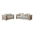 Pemberly Row 2 Piece Luxury Living Room Set with Gold Steel Legs in Cream