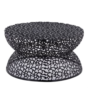 Pemberly Row Modern Round 32&quot Coffee Table in Aluminum Black