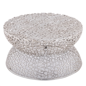 Pemberly Row Modern Round 32&quot Coffee Table in Aluminum Silver