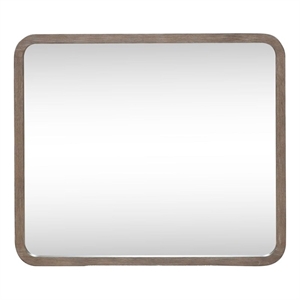 Pemberly Row Landscape Decorative Mirror with Wood Frame in Brown