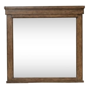 Pemberly Row Decorative Mirror with Wood Frame Wall in Brown