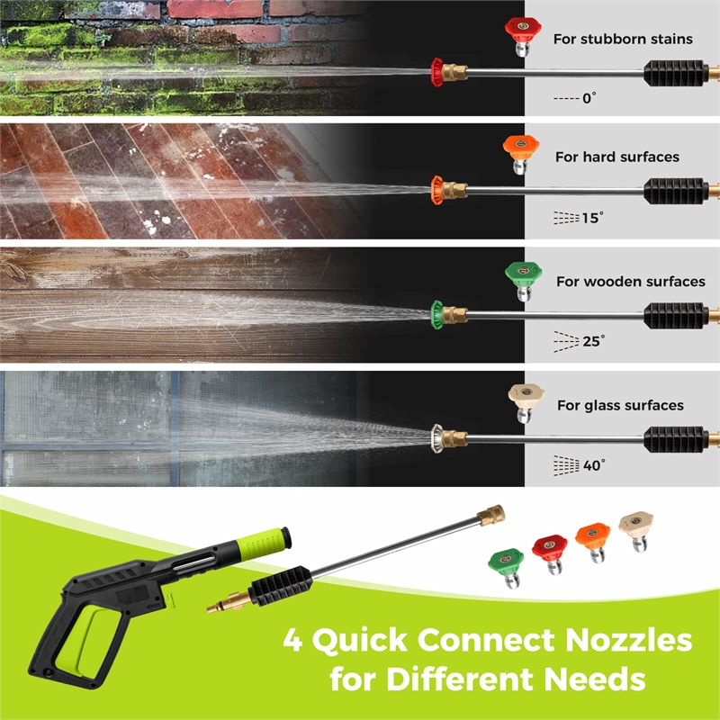 Pemberly Row Electric Pressure Washer with 4 Nozzles and Wheels in Green