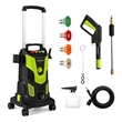 Pemberly Row Electric Pressure Washer with 4 Nozzles and Wheels in Green