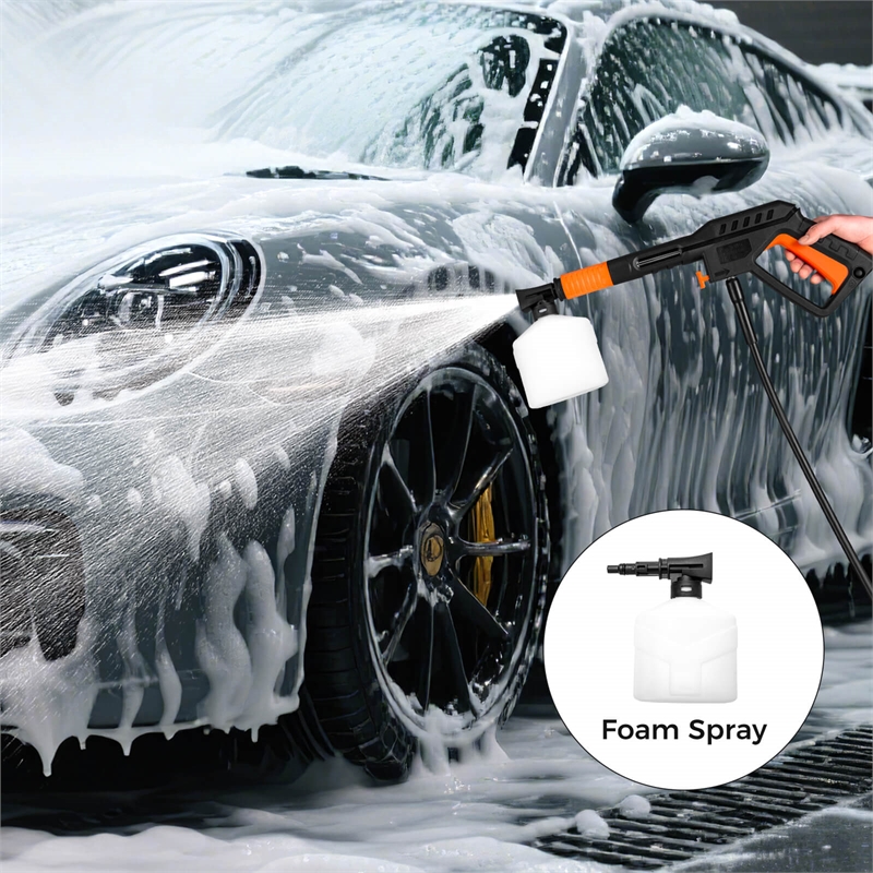 Pemberly Row Electric Pressure Washer with 4 Nozzles and Wheels in Orange