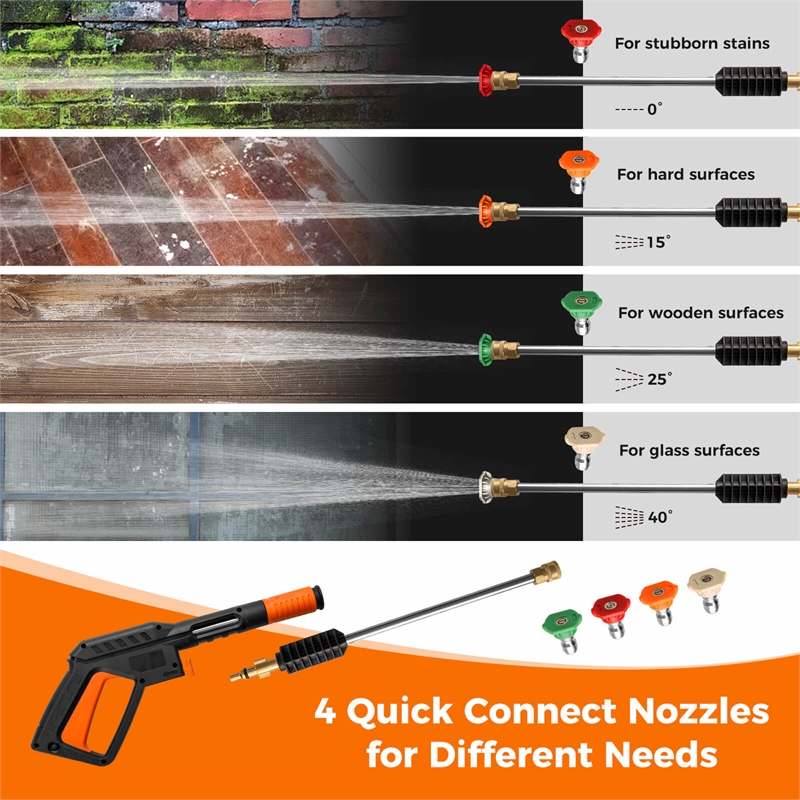 Pemberly Row Electric Pressure Washer with 4 Nozzles and Wheels in Orange