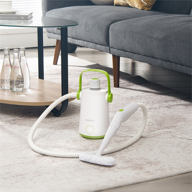 Pemberly Row 1000W Portable Handheld Steam Cleaner with 10 Accessories in Green