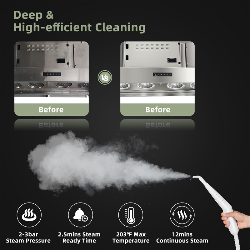 Pemberly Row 1000W Portable Handheld Steam Cleaner with 10 Accessories in Green
