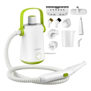 Pemberly Row 1000W Portable Handheld Steam Cleaner with 10 Accessories in Green