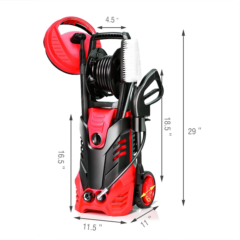 Pemberly Row 3000 PSI Electric High Pressure Washer 2 GPM 2000W in Red
