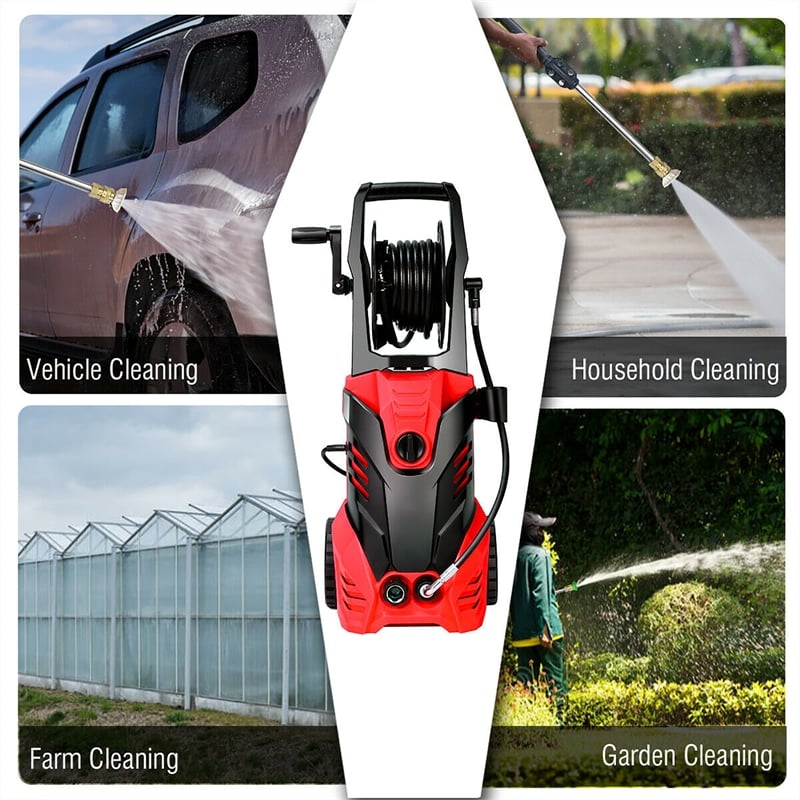 Pemberly Row 3000 PSI Electric High Pressure Washer 2 GPM 2000W in Red