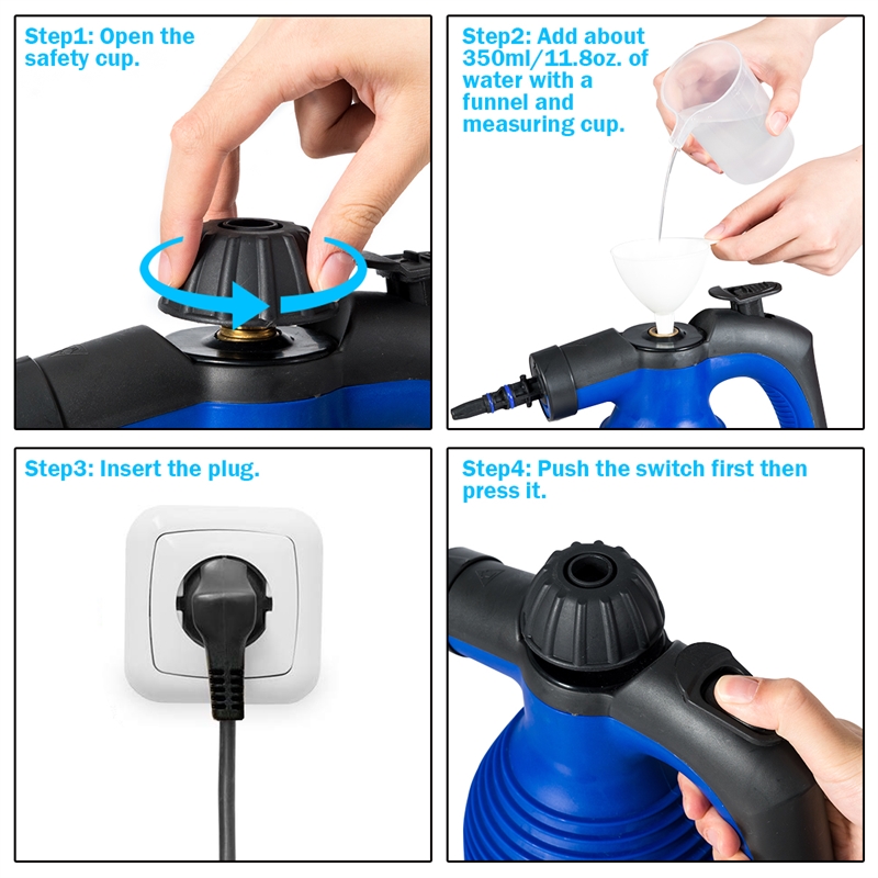 Pemberly Row Portable 1050W Steam Cleaner with Multiple Functions in Blue
