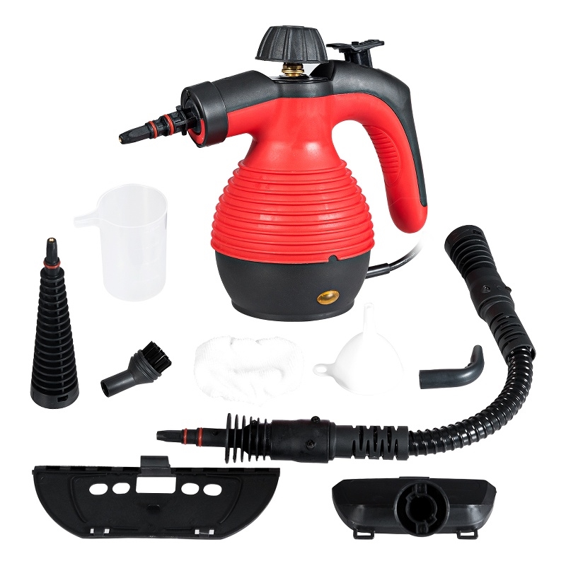 Pemberly Row Portable 1050W Steam Cleaner with Multiple Functions in Red