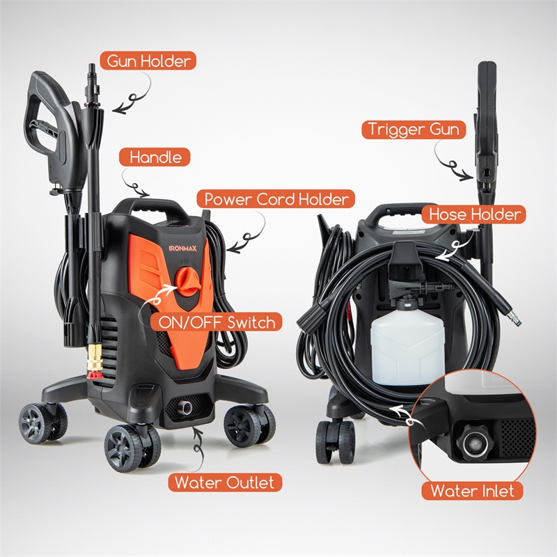 Pemberly Row 2400 PSI Electric High Pressure Washer in Orange
