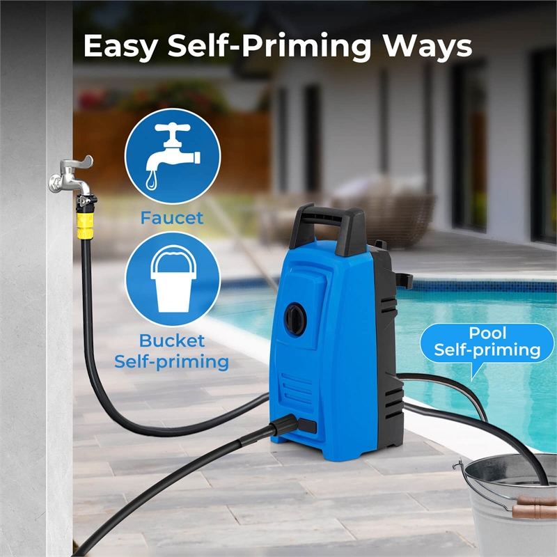 Pemberly Row Electric Pressure Washer with Wheels and 5 Quick Connect Nozzles