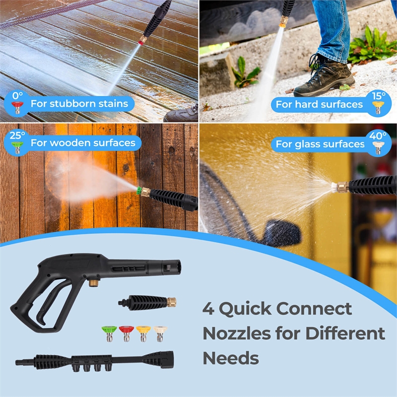 Pemberly Row Electric Pressure Washer with Wheels and 5 Quick Connect Nozzles