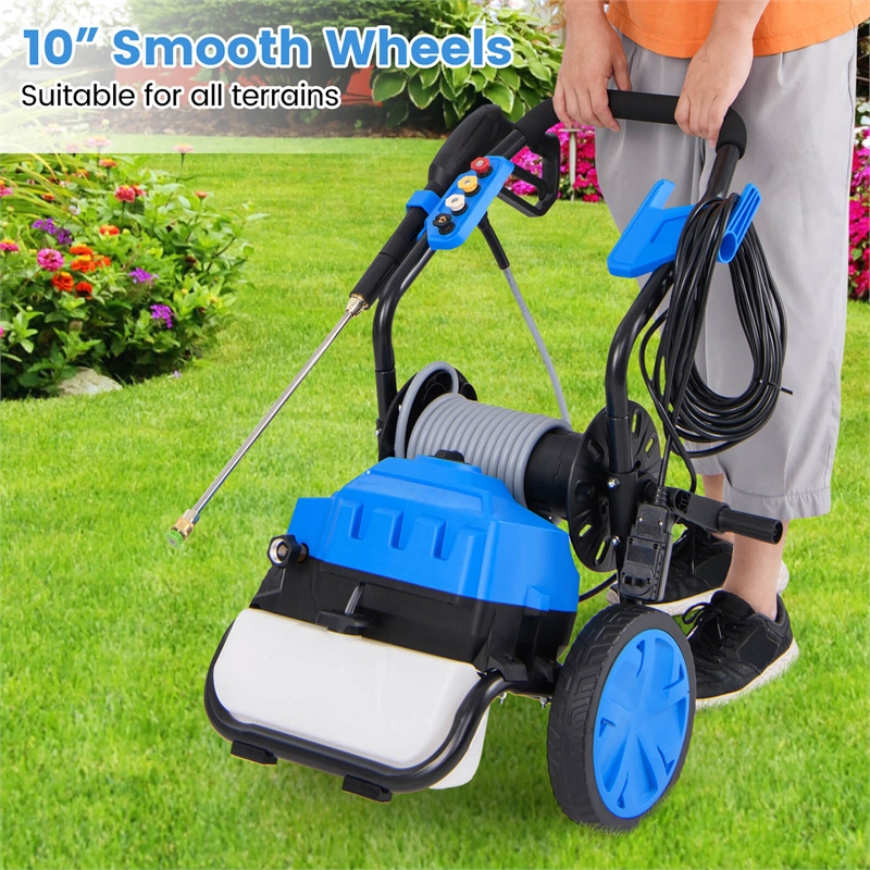 Pemberly Row Electric Pressure Washer with Wheels and 5 Quick Connect Nozzles