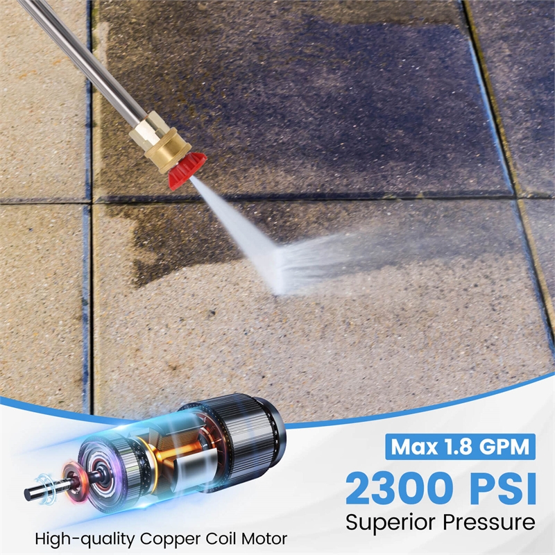 Pemberly Row Electric Pressure Washer with Wheels and 5 Quick Connect Nozzles