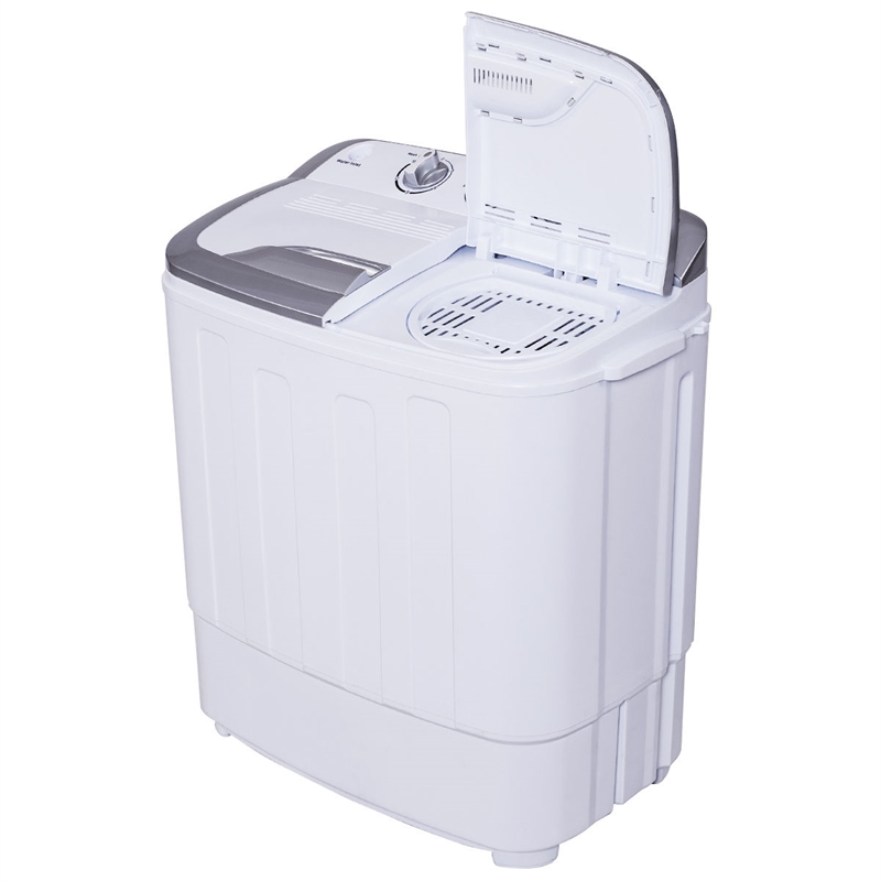 Pemberly Row Compact Mini Twin Tub 8 lb Washing Machine in White