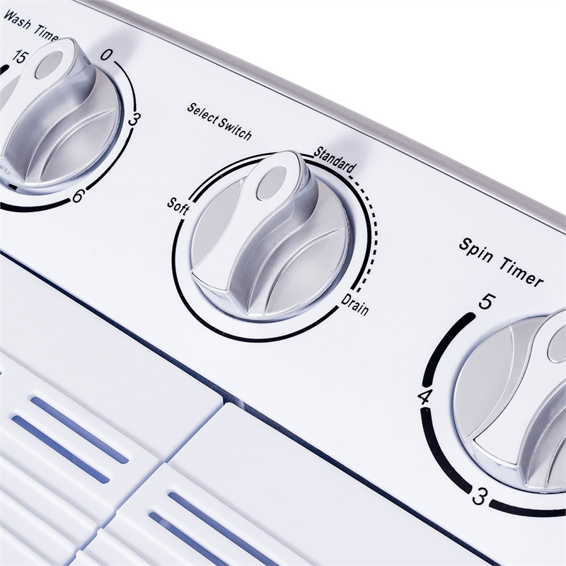 Pemberly Row Compact Mini Twin Tub 8 lb Washing Machine in White