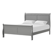 Pemberly Row Solid Wood Sleigh Queen Bed with Dovetail Drawers in Gray