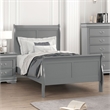 Pemberly Row Solid Wood Sleigh Twin Bed with Dovetail Drawers in Gray