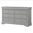 Pemberly Row Wood Dovetail 6-Drawer Dresser in Solid Wood Gray