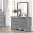 Pemberly Row Solid Wood 6-Drawer Dresser with Mirror in Gray