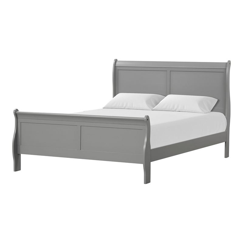 Pemberly Row Wood Frame 2-Piece Queen Bedroom Set with Headboard in Gray