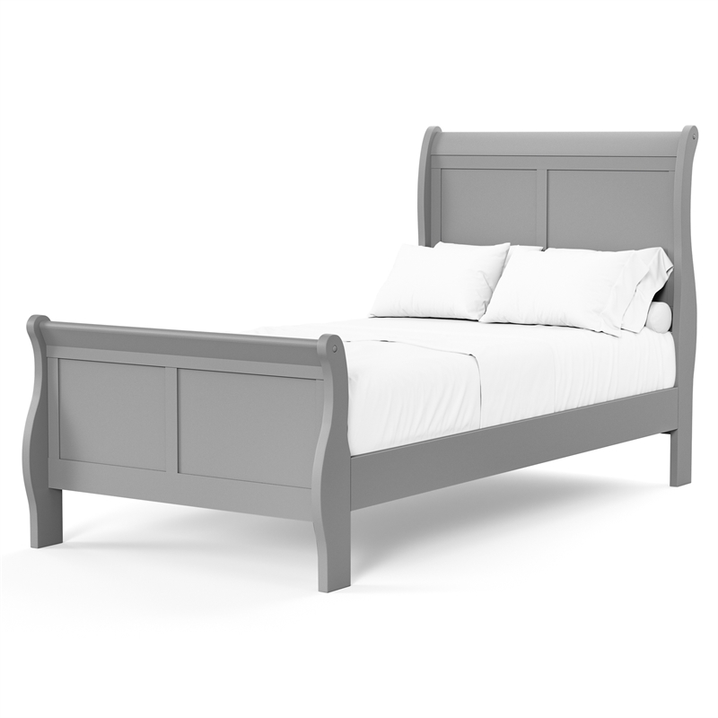 Pemberly Row Wood Frame 2-Piece Twin Bedroom Set with Headboard in Gray
