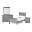 Pemberly Row Wood Frame 4-Piece Twin Bedroom Set with Headboard in Gray