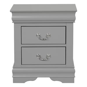Pemberly Row Wood Dovetail 2-Drawer Nightstand in Solid Wood Gray