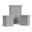 Pemberly Row Solid Wood 3-Piece Nightstand and Chest Set in Gray
