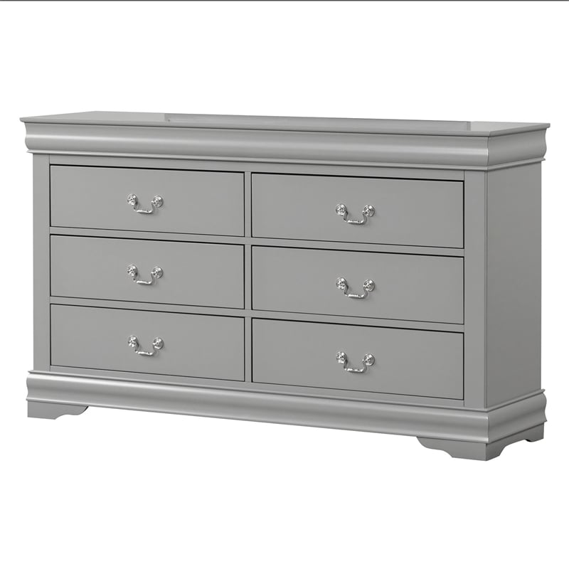 Pemberly Row Wood 3-Piece Nightstand and Dresser Set in Gray