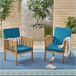 Pemberly Row Acacia Wood Outdoor Club Chair with Rope Accents Set of 2