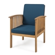 Pemberly Row Acacia Wood Outdoor Club Chair with Rope Accents Set of 2