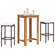 Pemberly Row 3 Piece Solid Acacia Wood Bar Set in White/Brown/Cream