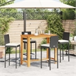 Pemberly Row 5 Piece Solid Acacia Wood Bar Set in Black/White/Cream