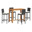 Pemberly Row 5 Piece Solid Acacia Wood Bar Set in Black/White/Cream