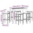 Pemberly Row Premium 7 Piece Solid Acacia Wood Bar Set in Brown