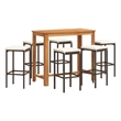 Pemberly Row Premium 7 Piece Solid Acacia Wood Bar Set in Brown