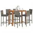 Pemberly Row 7 Piece Solid Acacia Wood Bar Set in Gray/Anthracite