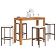 Pemberly Row 5 Piece Solid Acacia Wood Large Bar Set in White/Brown/Cream