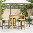 Pemberly Row 5 Piece Solid Acacia Wood Large Bar Set in White/Brown/Cream
