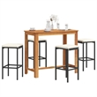 Pemberly Row 5 Piece Solid Acacia Wood Bar Set in Black/White/Cream