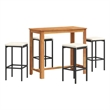 Pemberly Row 5 Piece Solid Acacia Wood Bar Set in Black/White/Cream