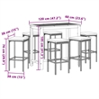 Pemberly Row 7 Piece Solid Acacia Wood Bar Set in Black/White/Cream