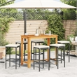 Pemberly Row 7 Piece Solid Acacia Wood Bar Set in Black/White/Cream